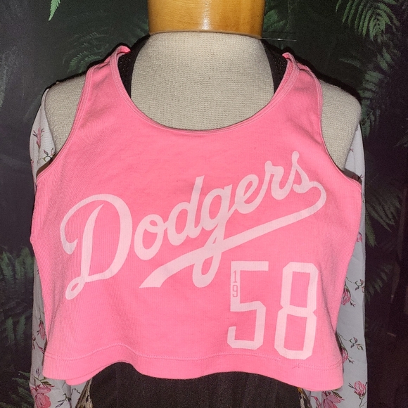 PINK Victoria's Secret Tops - Dodgers Crop-T Victoria Secret Pink Collab W/ 5th & Ocean Clothing (Size XS)